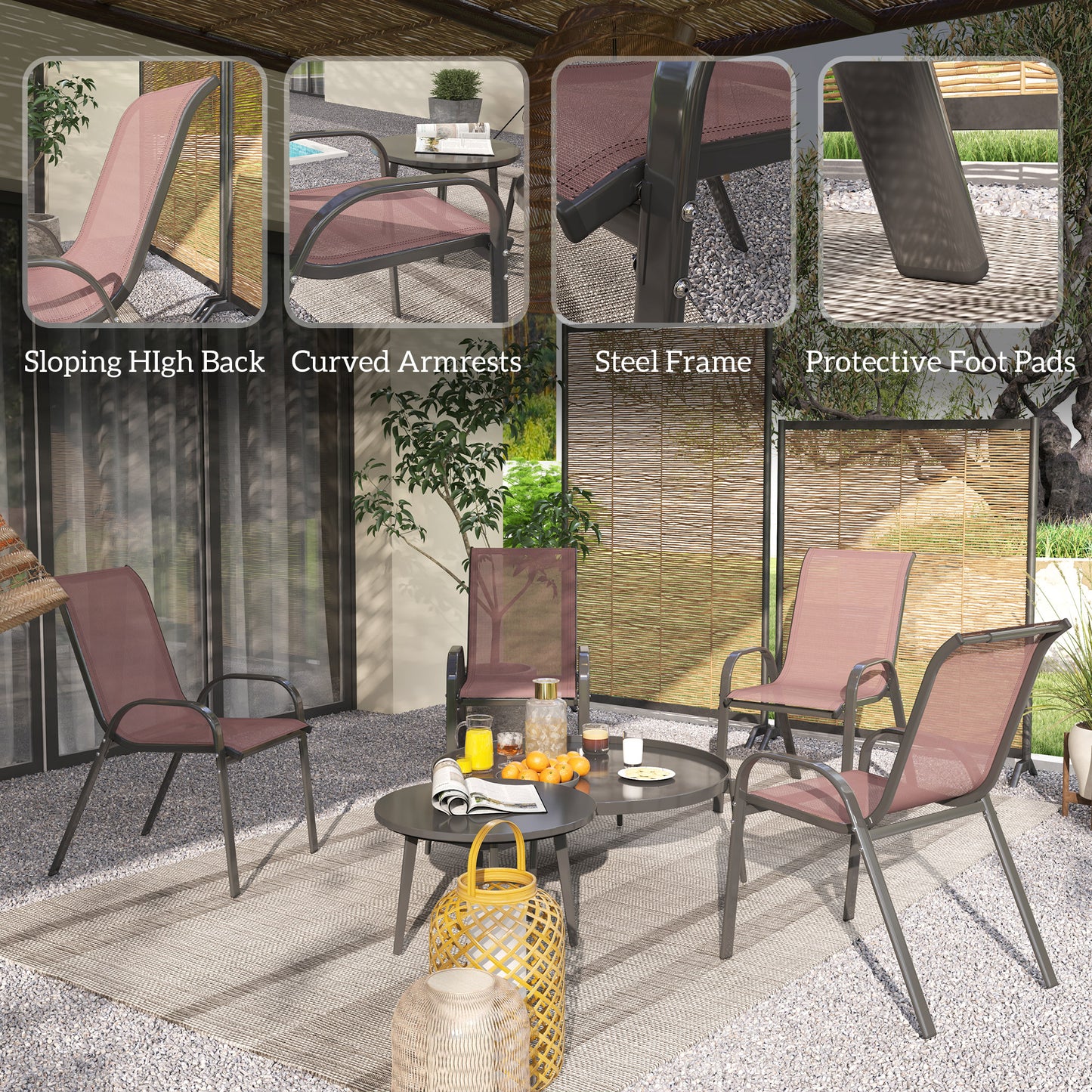 Set aus 4 Outdoor-Essstühlen