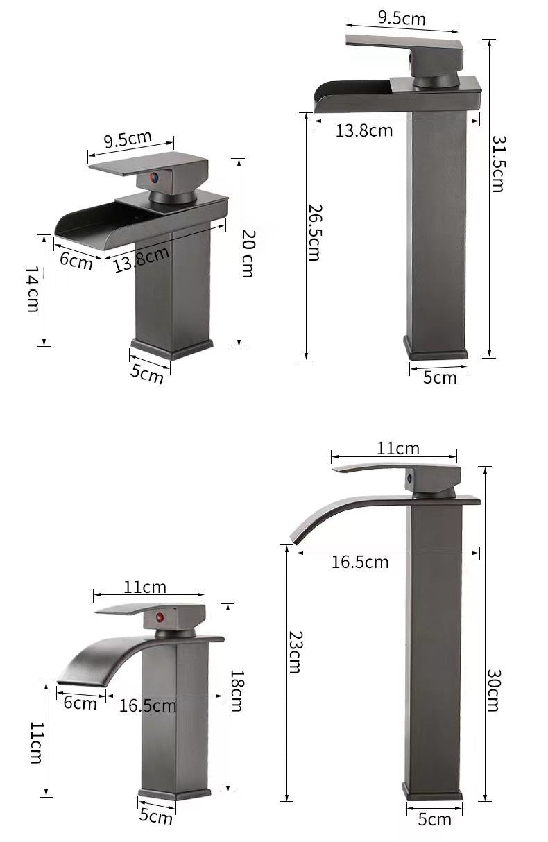 LED-Licht-Wasserfall-Waschbecken-Hahn Heiß- und Kaltwasser-Hahn