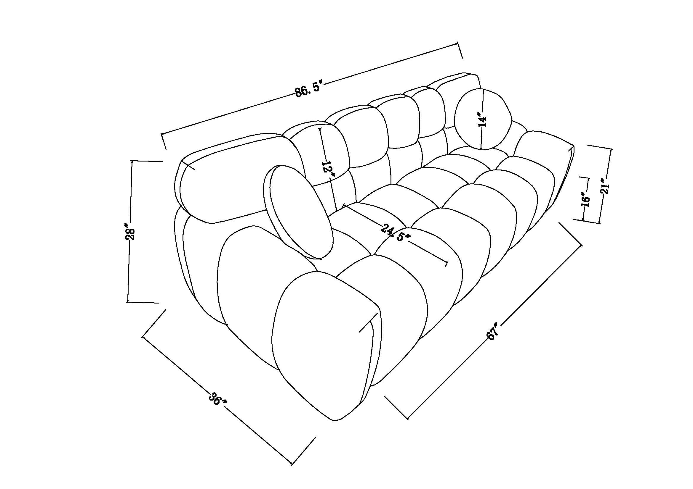 87,4 Länge, 35,83 Zoll Tiefe, menschliche Körperstruktur für US-Amerikaner, Marshmallow-Sofa, Bouclé-Sofa, 3-Sitzer, OLIVGRÜN BOUCLE