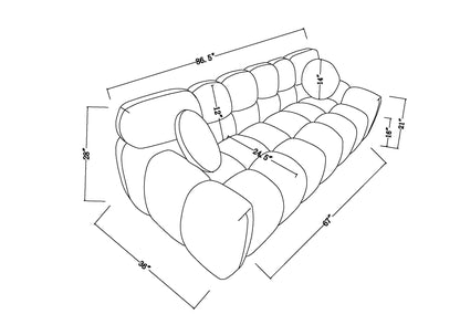 87,4 Länge, 35,83 Zoll Tiefe, menschliche Körperstruktur für US-Amerikaner, Marshmallow-Sofa, Bouclé-Sofa, 3-Sitzer, OLIVGRÜN BOUCLE