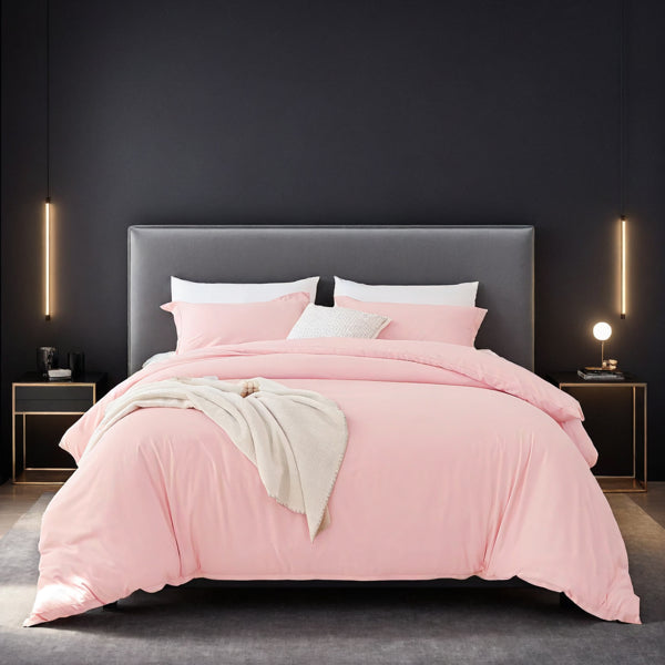 Rosa Extra Große Bettbezug-Set Aus Premium Farbechtern Stoff Gefertigt, Der Atmungsaktiv, Ausbleichfest Und Luxuriös Weich Ist. Mit Modernem Luxus-Hotel-Design Geeignet Für Alle Jahreszeiten. Perfekt Für