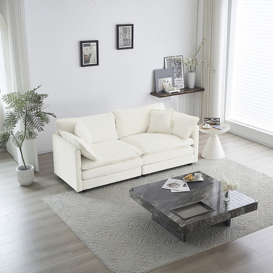 Moderne Stoff-Doppelsofa mit 4 Kissen