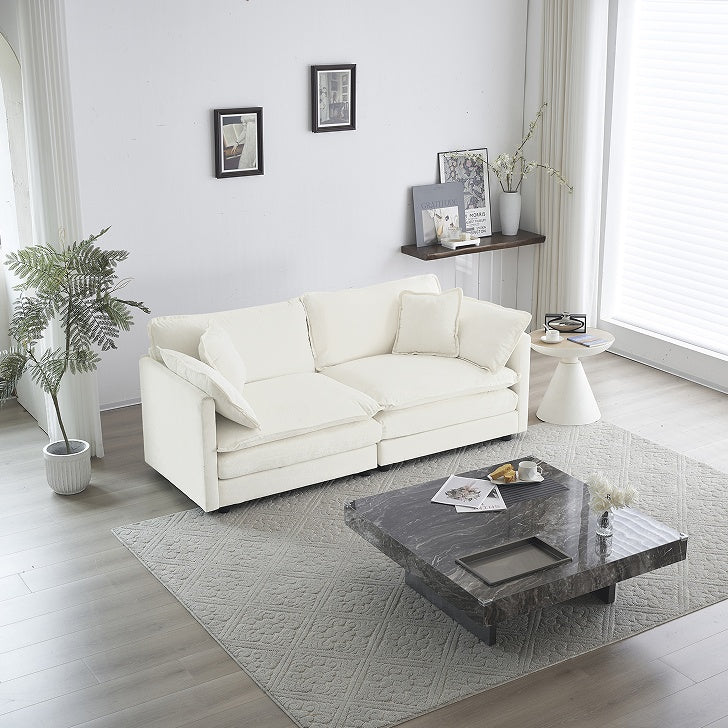 Moderne Stoff-Doppelsofa mit 4 Kissen