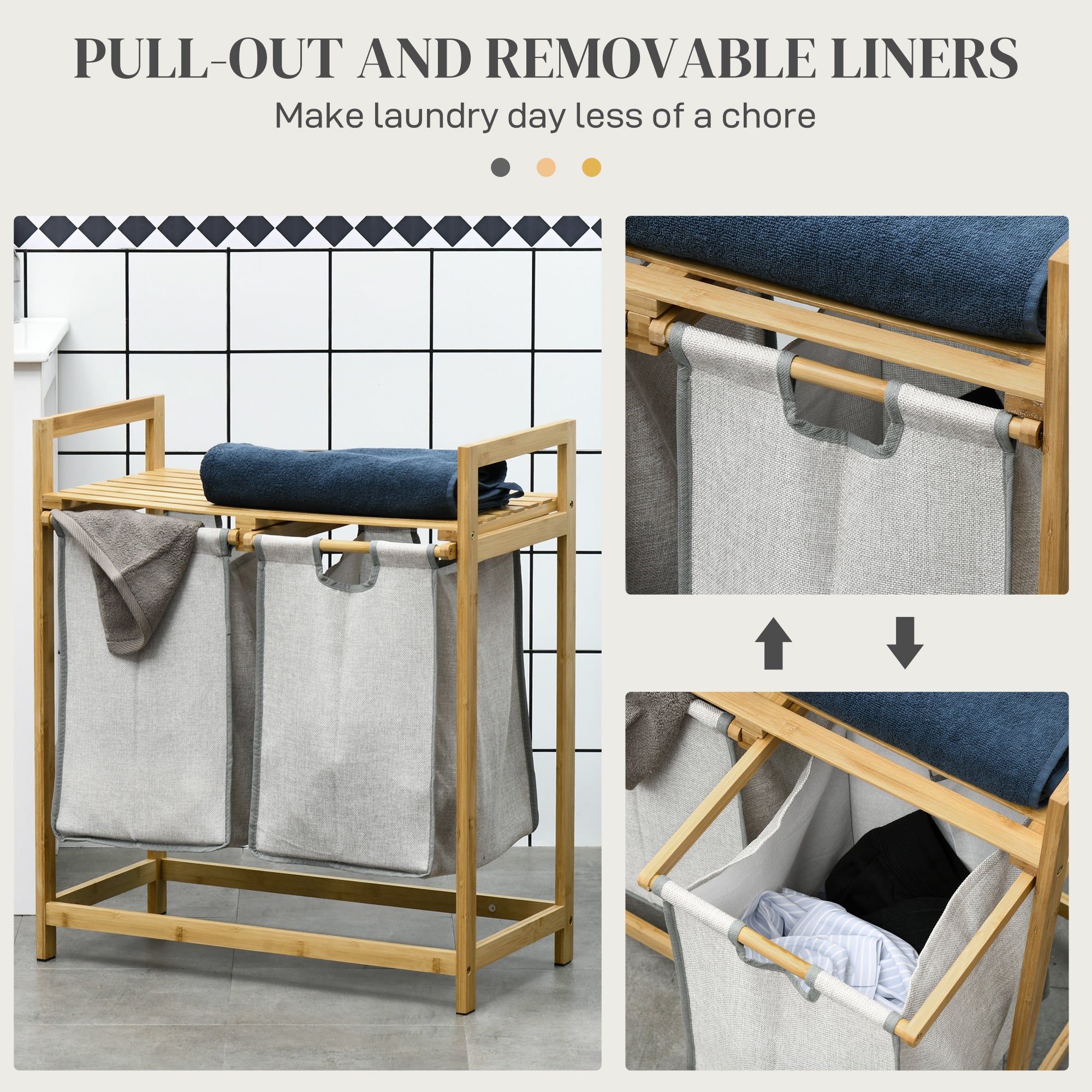 Bamboo Double Laundry Hamper