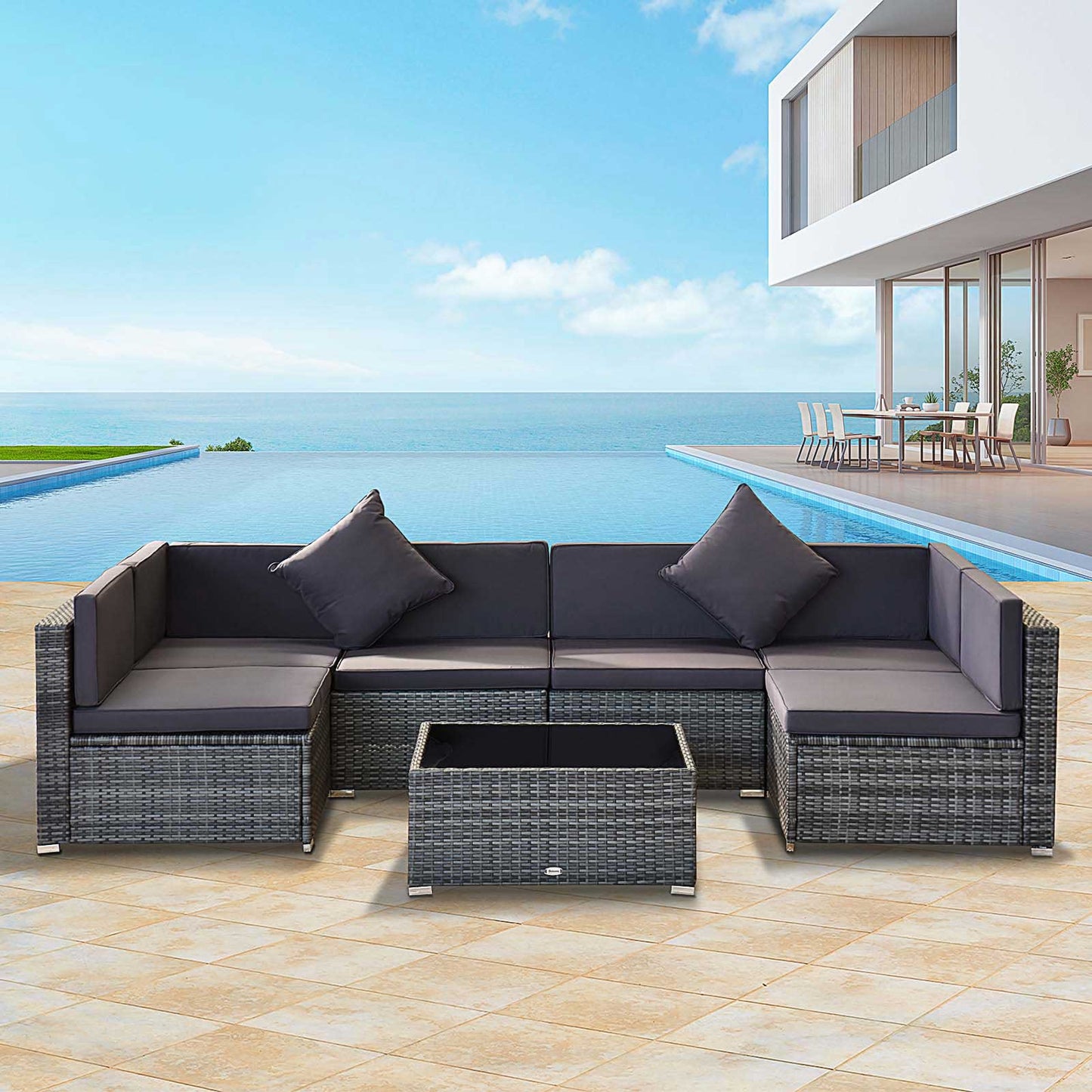 5-teiliges Terrassenmöbel-Set mit Polstern
