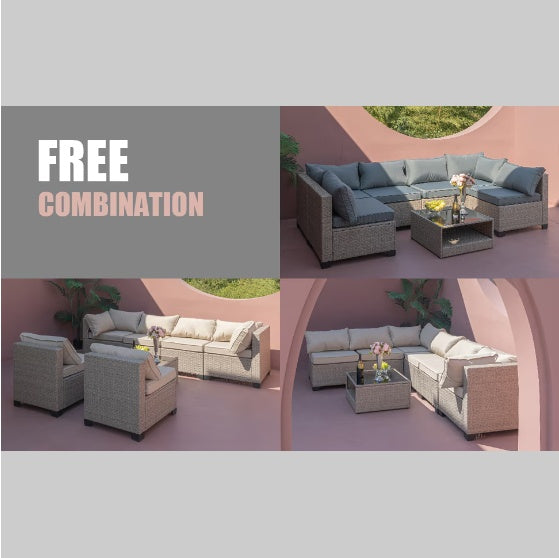 7-teiliges Patio-Sofa-Möbelset