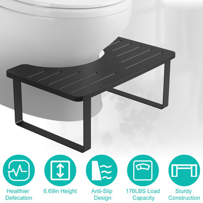 1 Stk. Holz Metall Töpfchen-Hocker 6,69 Zoll Im Badezimmer Toiletten-Hocker Für Kinder Rostfrei Rutschfest Kack-Hocker Schwarz