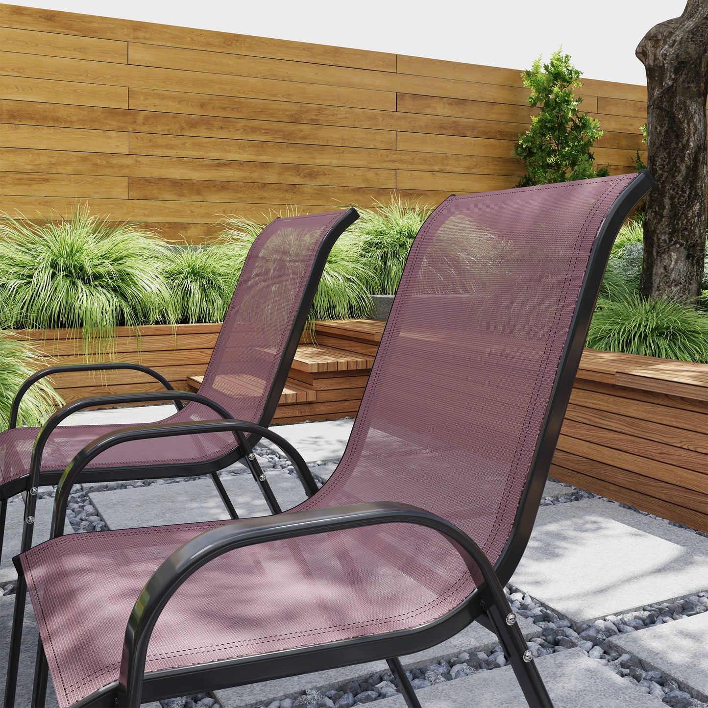Set aus 4 Outdoor-Essstühlen