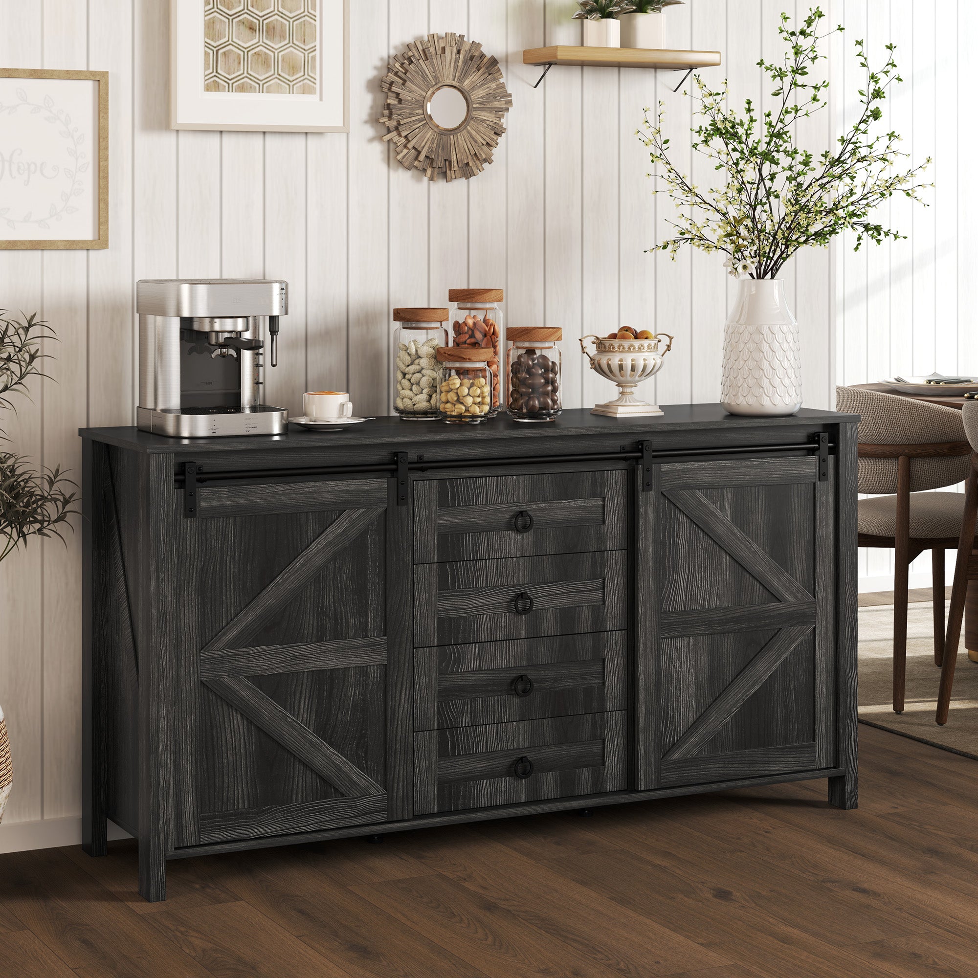 Gray Farmhouse Buffet Cabinet