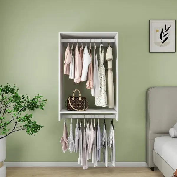 46,8 "H Livelylodge Holzmodulares Kleiderschranklager : Kleiderschrank-Organizer Modernes Offenes Kleiderschranksystem Mit Kleiderstange Und Regal Für Schlafzimmer & Umkleideraum Weiße Oberfläche Für Alle Altersgruppen