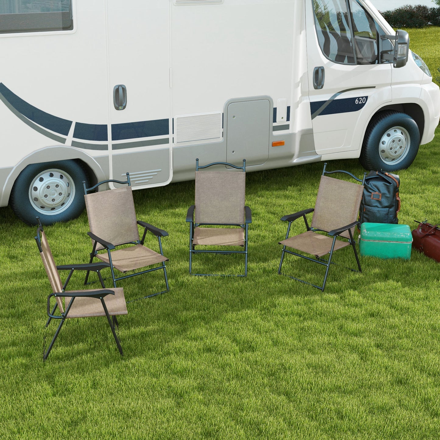 4-teiliges klappbares Garten-Camping-Stuhl-Set