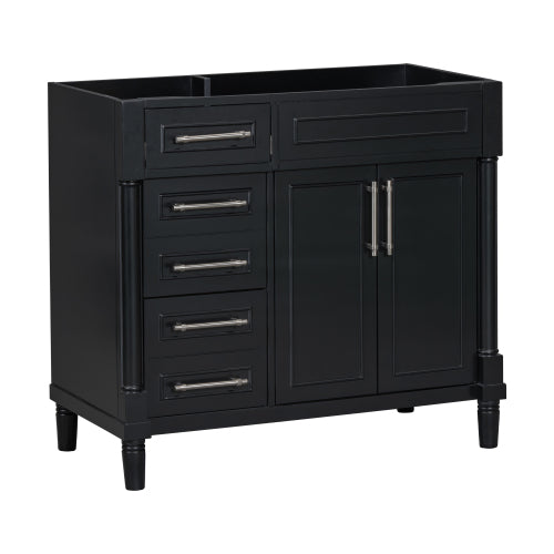 36'' Bathroom Vanity Without Sink, Freestanding Bathroom Storage Cabinet With 2 Drawers And A Tip-out Drawer, Solid Wood Frame Vanity Only, Height Adjustable Shelf