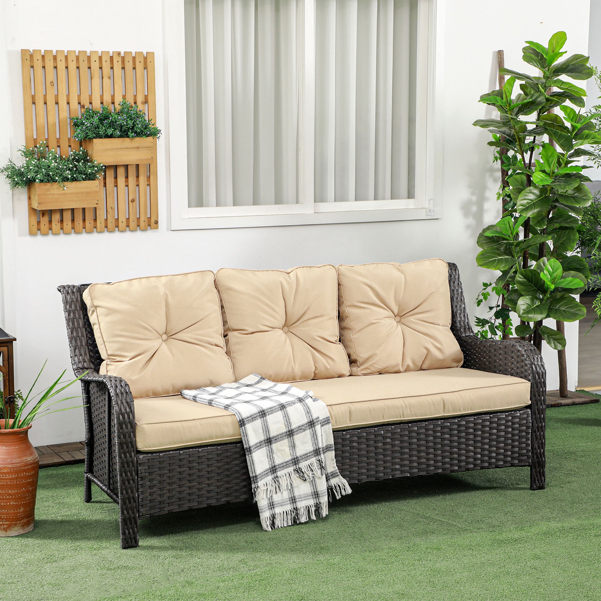 3-Sitzer Outdoor-Sofa mit 4" dicken Polstern