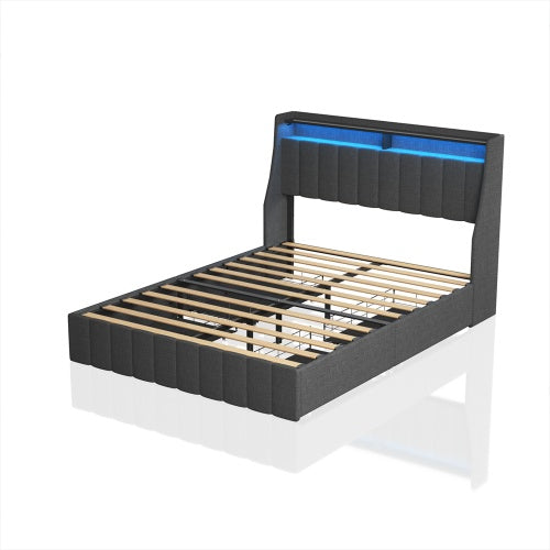 Dark Grey Upholstered Bed