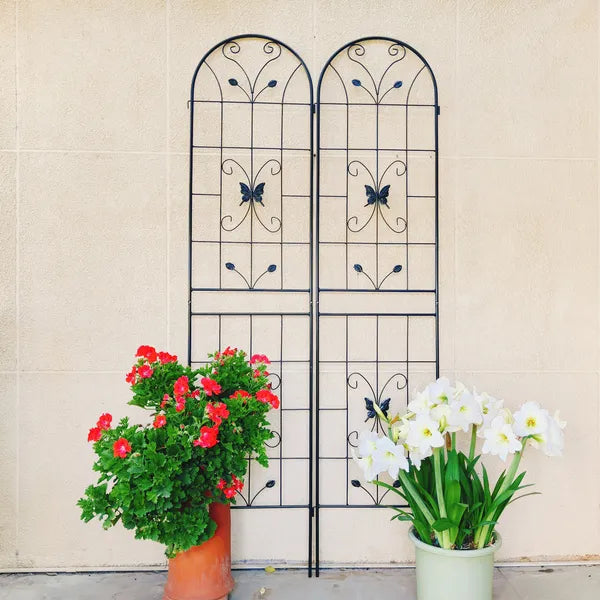 4er-Set Metall-Gartenspaliere 220 cm x 50 cm Rostfreies Spalier für Kletterpflanzen Außen-Blütenstütze