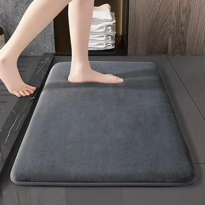 Dark gray decorbites absorbent coral velvet bathroom door mat with plush velvet floor mat surface and raised edges