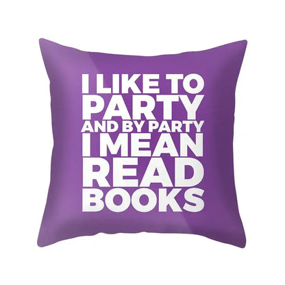 Purple throw pillow case with white text on blue purple polyester decorbites blue purple bedroom throw cover