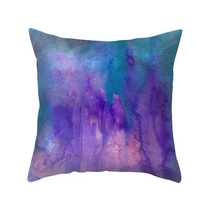 Square throw pillow case with abstract blue purple polyester watercolor design for decorbites bedroom decorbites blue purple