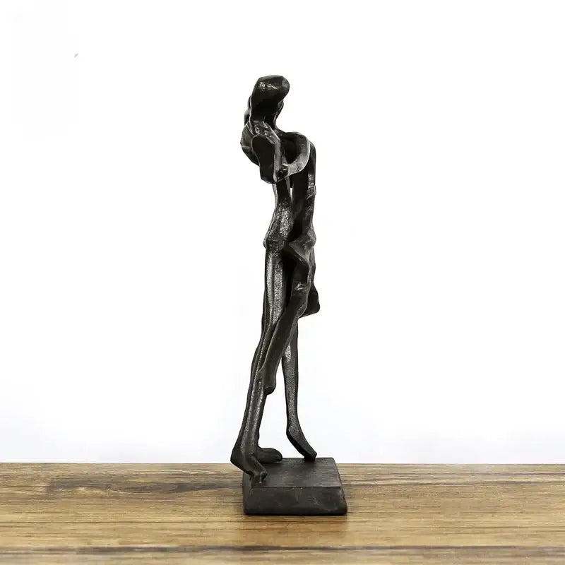 Abstract bronze couple dancers portrait sculpture with two intertwined figures on a square base for living room decorbites decor