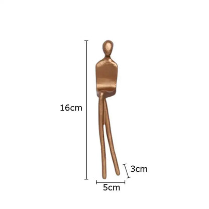 Bronze-colored abstract human figurine sculpture 16cm tall with smooth metallic finish for decorbites gold plated figure decorbites sculpture set