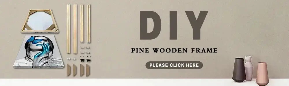Pine wooden diy frame kit with geometric mirror and decorative panels from decorbites™ abstract geometric canvas art set