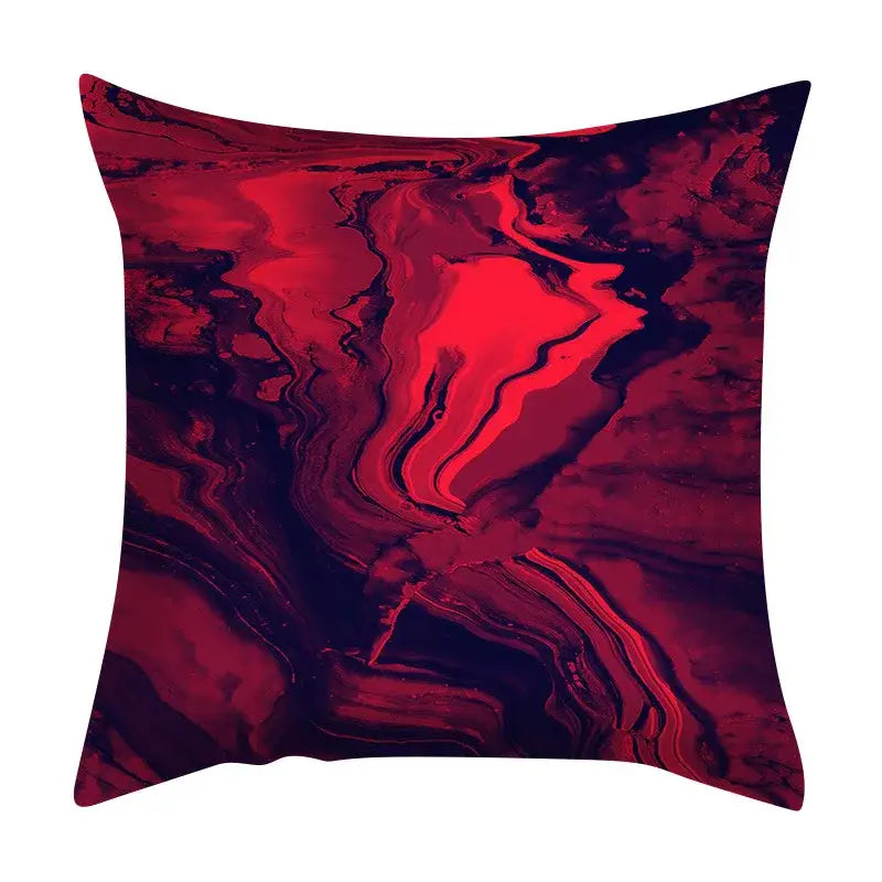 Square throw pillow with bold red and black abstract ink marbling design cushion cover for living room decorbites abstract ink