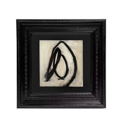 Black framed abstract modern wall art with bold black brushstrokes on cream canvas for decorbites abstract modern decor