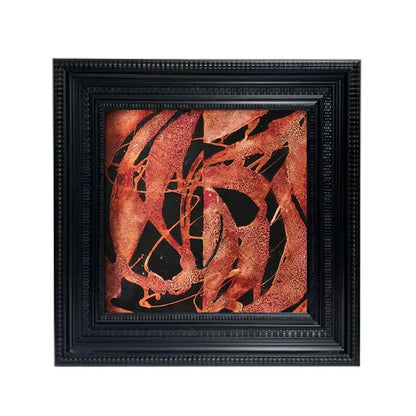 Abstract modern wall art copper and orange metal artwork in black ornate frame for living room decorbites wall art decor