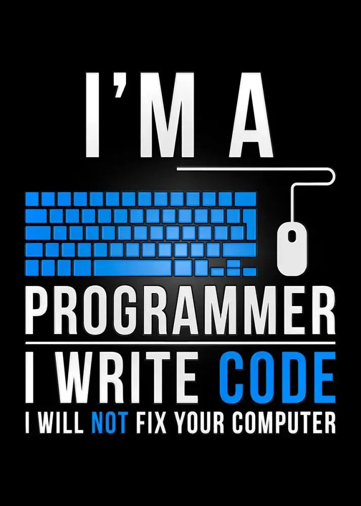 Decorbites™ abstract programmer gamer canvas wall art featuring blue and white stylized keyboard and mouse on black background