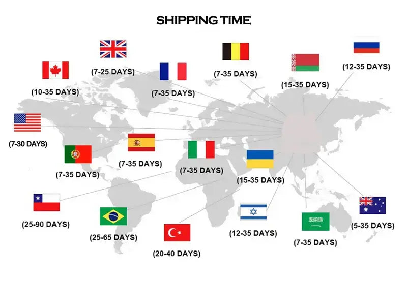 World map illustrating shipping times by country for the abstract programmer gamer canvas wall art by decorbites