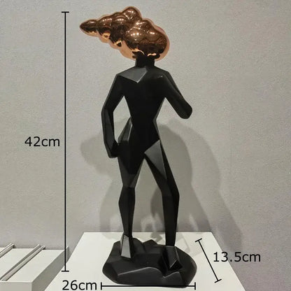 A sleek black and copper abstract resin sculpture by decorbites, ideal as a resin sculpture room decor piece