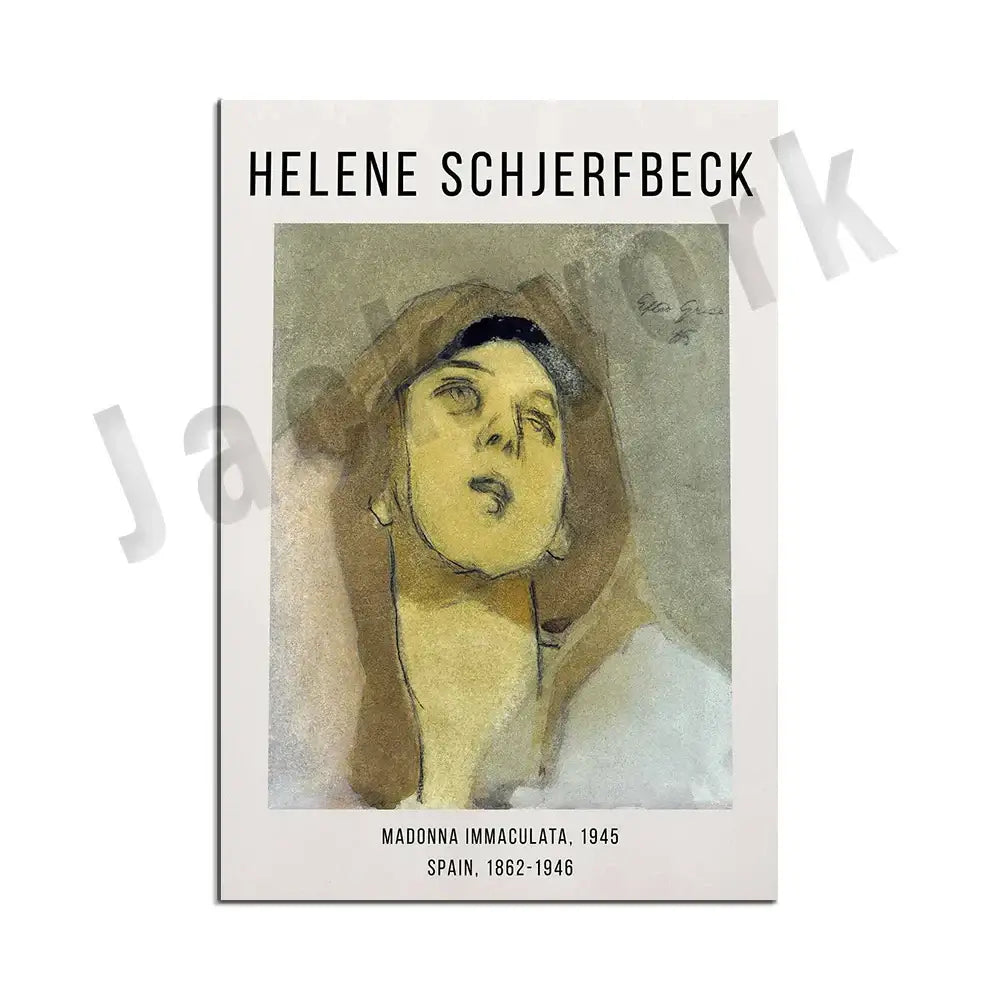 A framed decorbites abstract vintage watercolor art print of a woman in earthy tones vintage exhibition poster