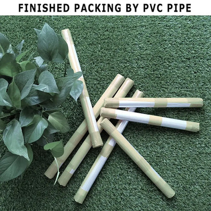 Beige and white pvc pipe rolls neatly wrapped with adhesive tape for decorbites™ abstract green plants wall art trio