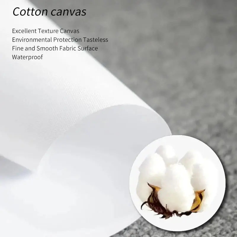 White cotton canvas fabric with fine texture and waterproof qualities for decorbites™ abstract green plants wall art trio
