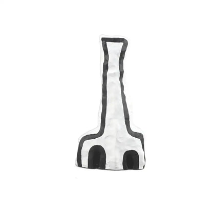 A sleek black and white ceramic vase with a geometric eye pattern and tall slender neck for living room decor