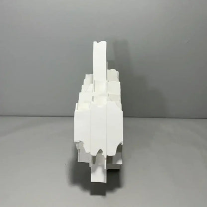 White abstract sculpture vase made of layered geometric cardboard pieces for decorbites geometric ceramics flower decor
