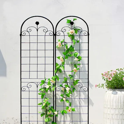2er-Set Metall-Gartenspaliere für Kletterpflanzen im Freien 86,7'' x 19,7'' Rostfreie Pflanzenstütze Rosen-Spaliere Netz Spalier Schwarz