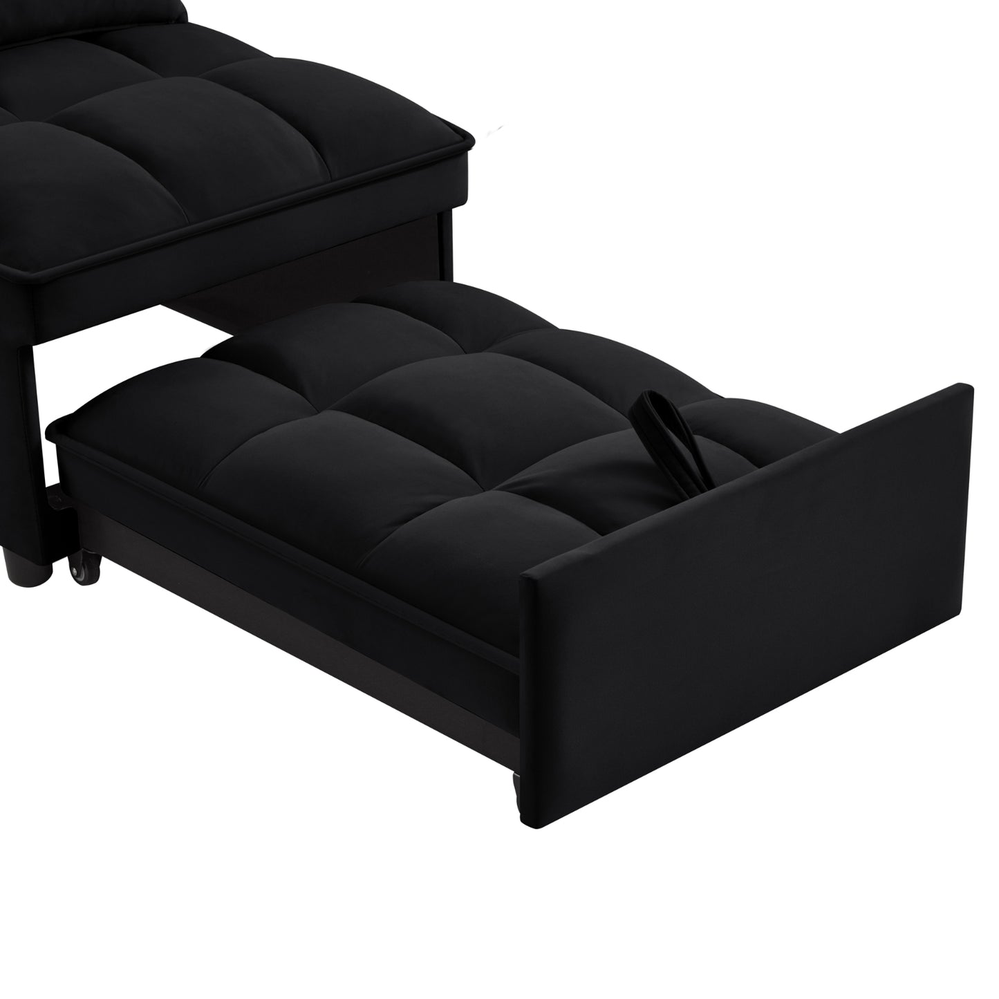 4-in-1 Multifunktions-Einzelsofa-Bett mit Stauraumtaschen, Gepolstertes Einzel-Auszug-Sofa-Bett mit verstellbarer