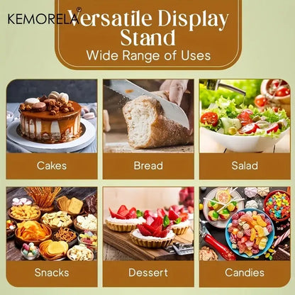 Kemorela versatile acacia wood cake stand with glass dome for displaying cakes breads salads snacks and desserts