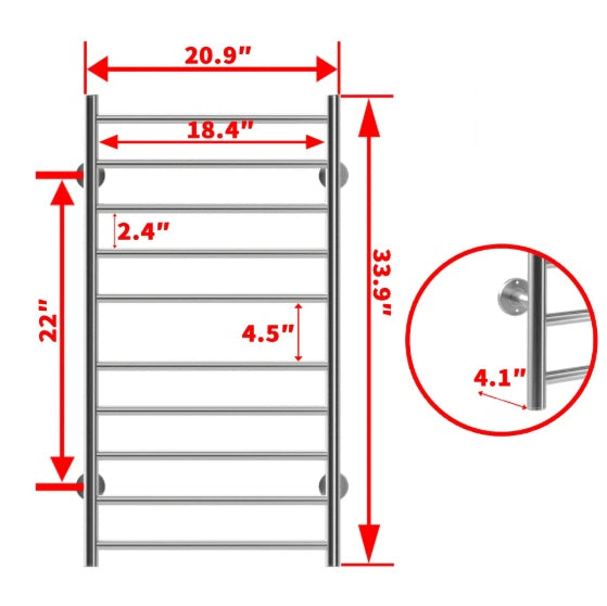 Silver Heated Towel Rack