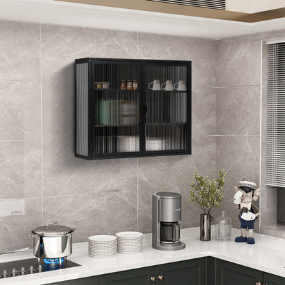 Moderne Zweitürige Wandablage Mit Glastür Mit Drei Ebenen Stauraum Für Eingang Wohnzimmer, Badezimmer, Esszimmer, Schwarz Nicht Verfügbar Plattformen- Temu