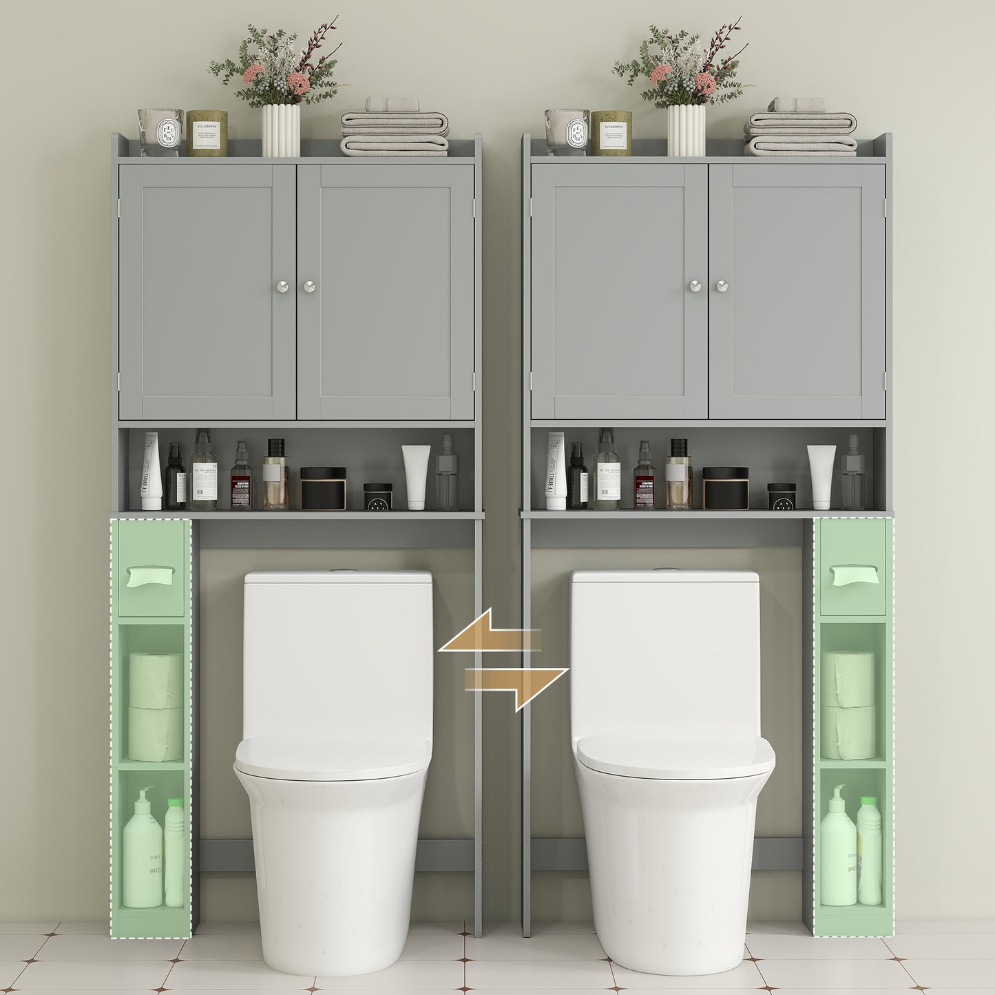 Moderne Aufbewahrungsschrank über der Toilette mit 2 Türen