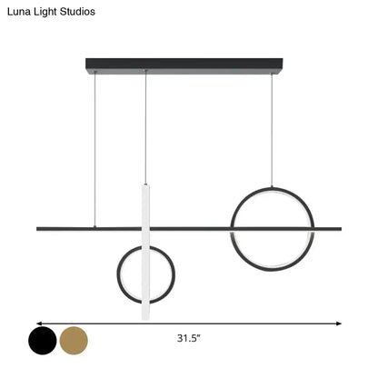 DecorBites™ minimalist pendant light with black and white acrylic geometric rings and LED bulb base for modern lighting