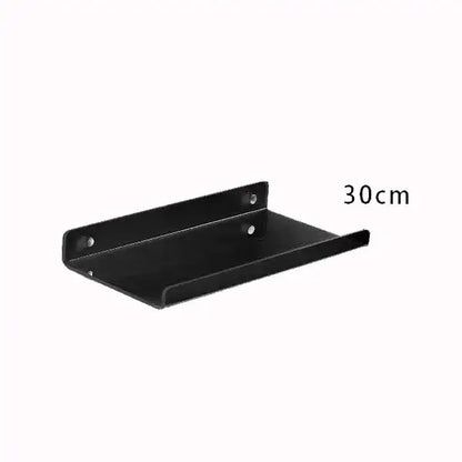 Black metal shelf 30cm long as part of the DecorBites acrylic wall shelf organizer for home decor use