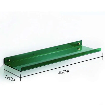 Decorbites™ acrylic wall shelf organizer in green translucent acrylic with gold mounting hardware for home decor use
