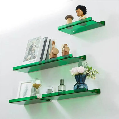 Green translucent acrylic wall shelf organizer by decorbites for stylish home decor and wall storage solutions
