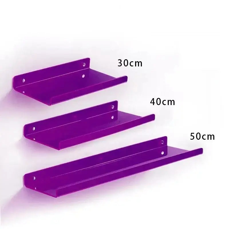 Decorbites™ purple metallic acrylic wall shelf organizer in 30cm 40cm and 50cm lengths for home decor