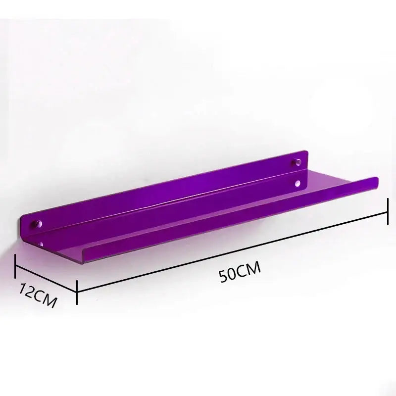 Decorbites™ purple metallic acrylic wall shelf organizer with sleek modern design for home decor 50cm by 12cm