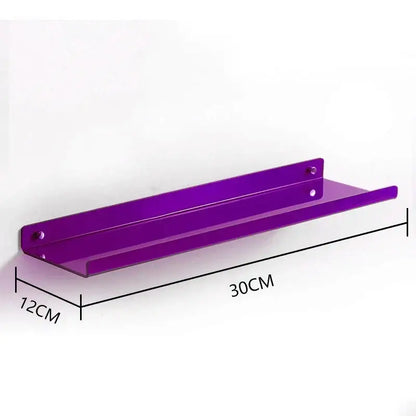 Purple acrylic wall shelf organizer by DecorBites™ with a sleek modern design for home decor measuring 30cm by 12cm
