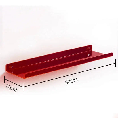 Decorbites™ red metallic acrylic wall shelf organizer with sleek modern design 50cm by 12cm for home decor